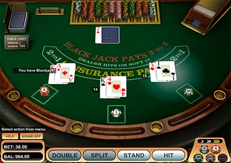 Betsoft American Bitcoin blackjack izskatās šādi. To var spēlēt daudzos kazino, piemēram, FortuneJack.