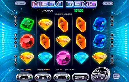 CryptoWild의 Mega Gems 공간 및 보석 테마 슬롯 게임.