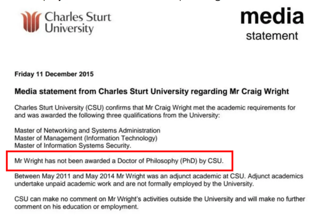 Craig는 자신의 철학 PHD에 대해 거짓말을했습니다.