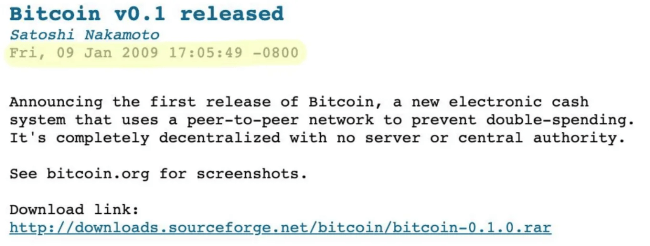 Bitcoin v0.1 릴리스
